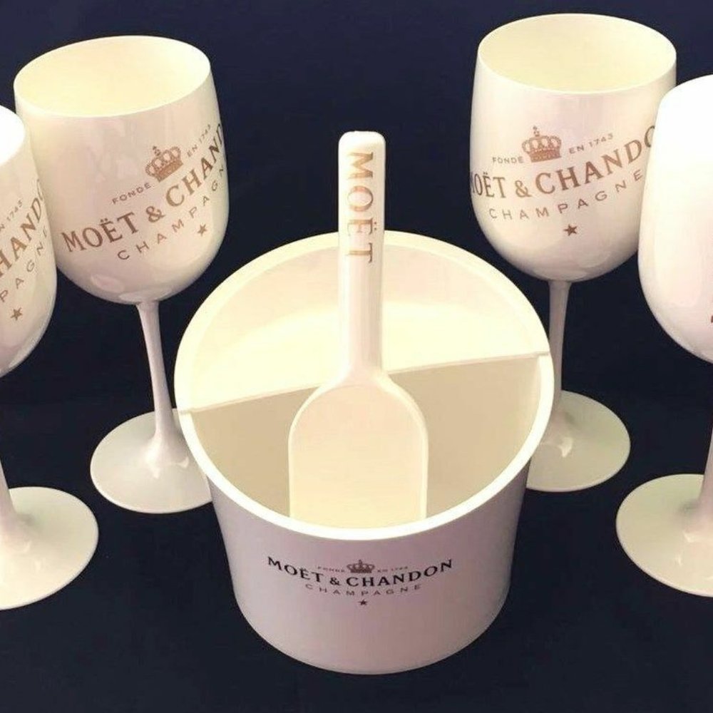 Moet Chandon Plastic Mini Bucket and Goblets x 4
